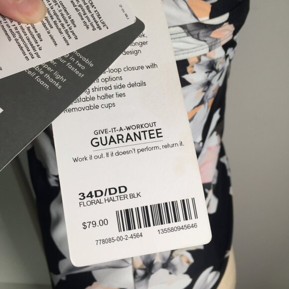 Athleta Swimsuit Bathing Suit Floral Halter Top 34 D DD - Picture 4 of 9